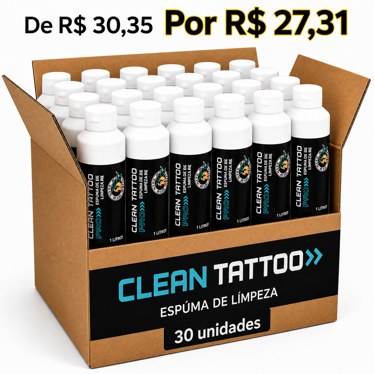 CAIXA MASTER CLEAN TATTOO PRO 1L – 30 UNIDADES