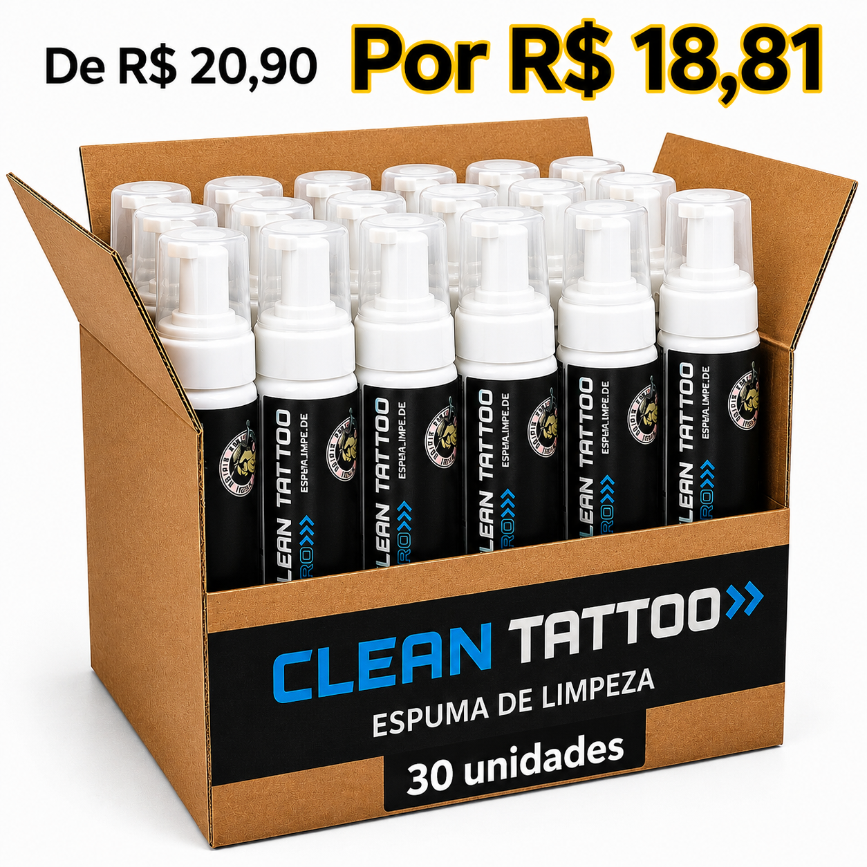 CAIXA MASTER CLEAN TATTOO PRO 150 ML – 30 UNIDADES