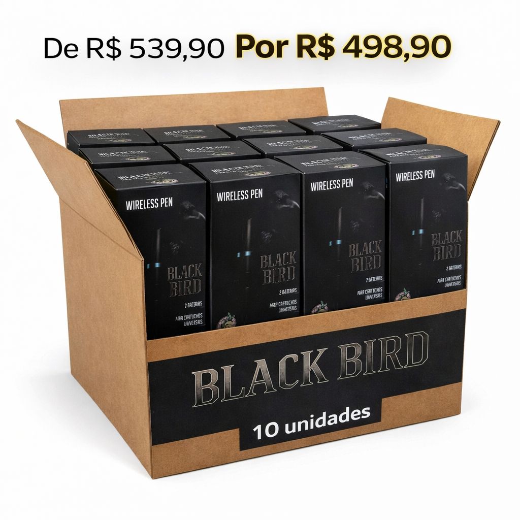 CAIXA MASTER PEN BLACK BIRD 2 BATERIAS 10 UNIDADES
