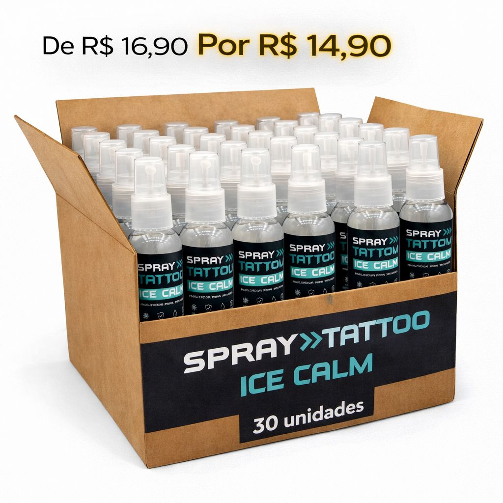 CAIXA MASTER SPRAY TATTOO ICE CALM SELADOR 120ML – 30 UNIDADES