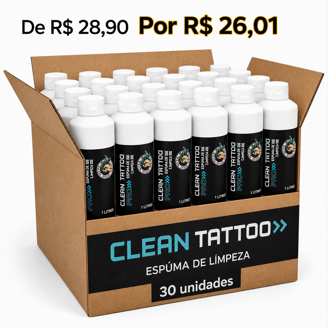 CAIXA MASTER CLEAN TATTOO PRO 1L – 30 UNIDADES