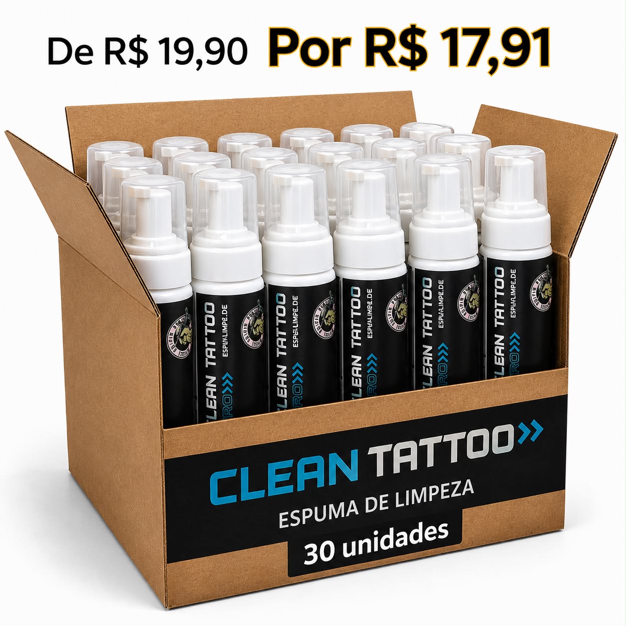 CAIXA MASTER CLEAN TATTOO PRO 150 ML – 30 UNIDADES